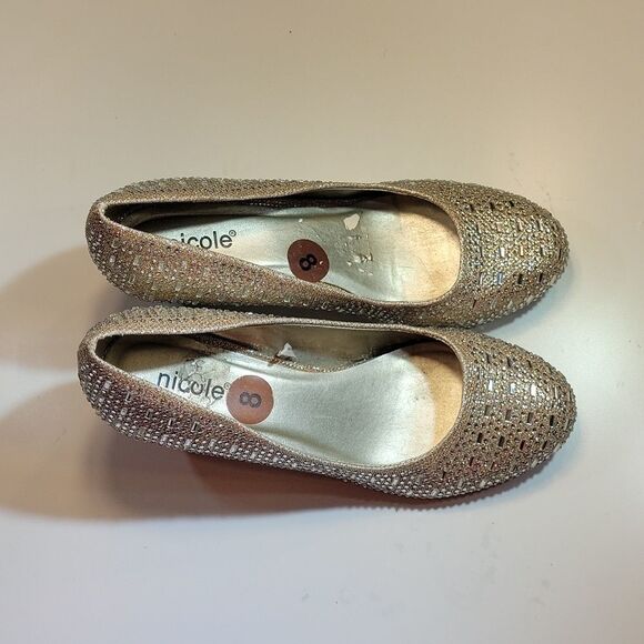 NICOLE ROUND TOE GOLD &SILVER WEDGE SHOES - Picture 5 of 16